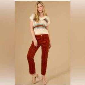 NWOT Rich Rust Colored Altar’d State Isla Corduroy Pants Size 27 Retail $78